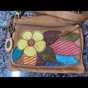 Fossil brown leather hand bag